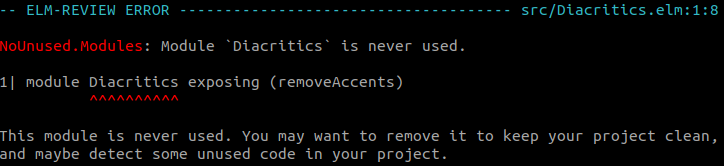 elm-review reporting an unused module