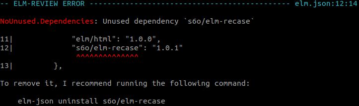 elm-review reporting an unused dependency